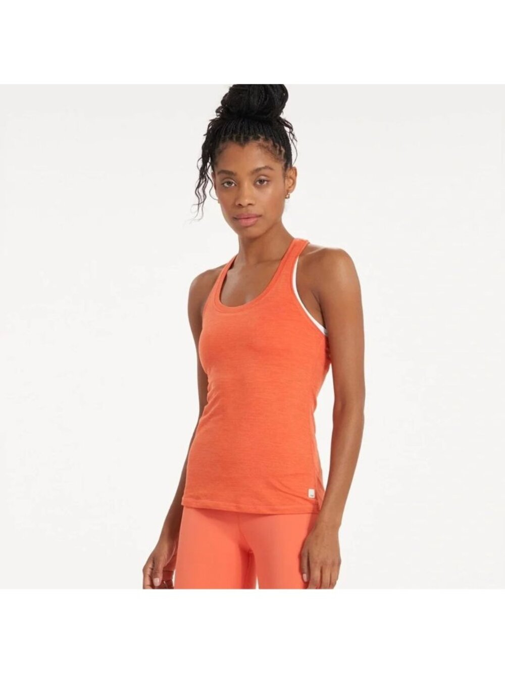 Vuori Heathered Orange Lux Performance Racerback Tank Top S